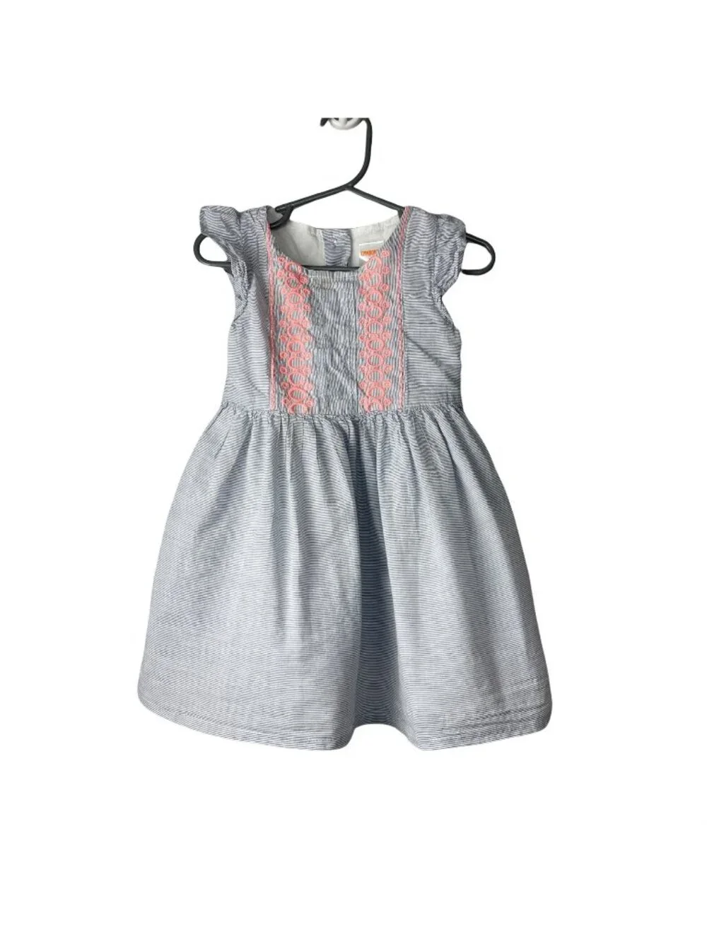 Gymboree Toddler Girls Dress Blue & Pink 2T 100% Cotton Embroidered Sleeveless